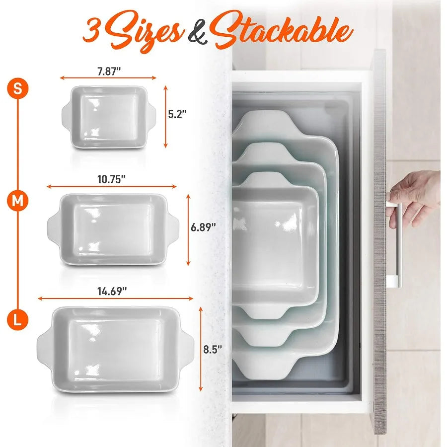 3-Piece Nonstick Ceramic Bakeware Set — PFOA/PFOS/PTFE-Free, Oven-Safe to 446°F