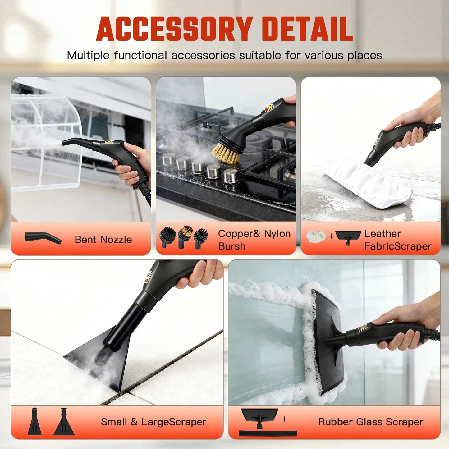 2500W Handheld Steam Cleaner — Chemical-Free Power Cleaner for Tile, Grout, Kitchen & Car