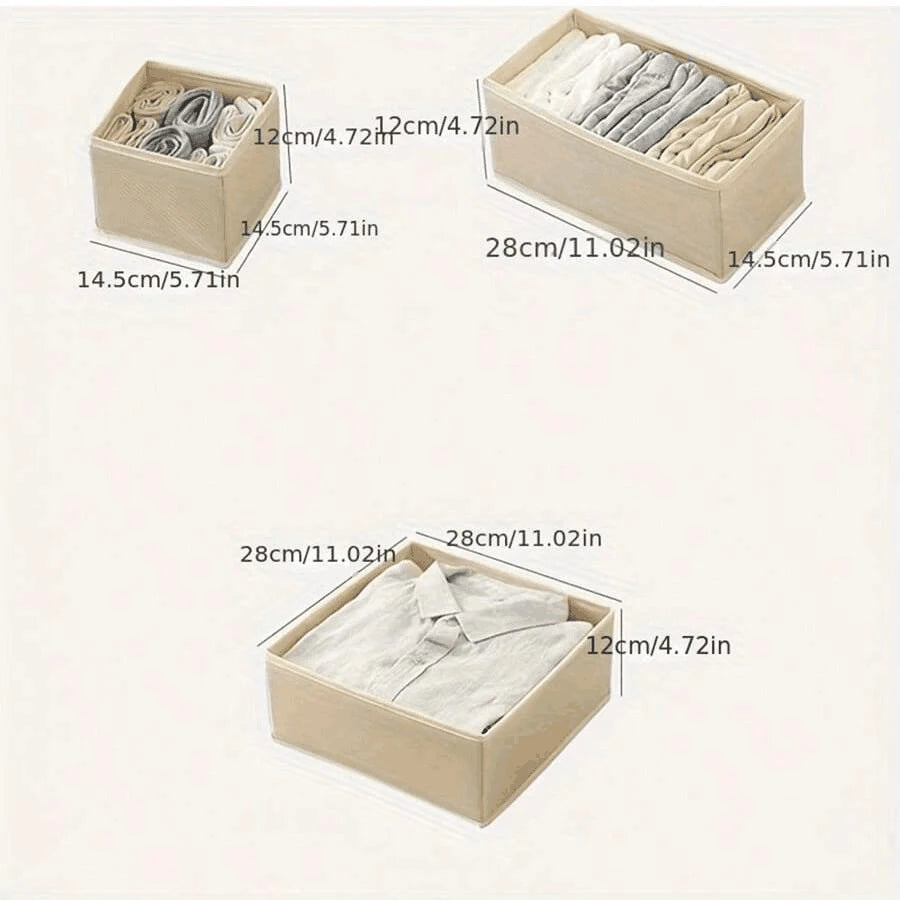 Foldable Underwear & Sock Drawer Organizer Box Set — Closet Storage Bins for Bras