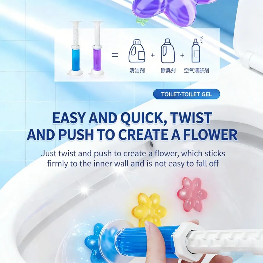 5PC Toilet Cleaning Gel Dual-Action Cleaner & Deodorizer, Antibacterial Formula, Easy to Use,