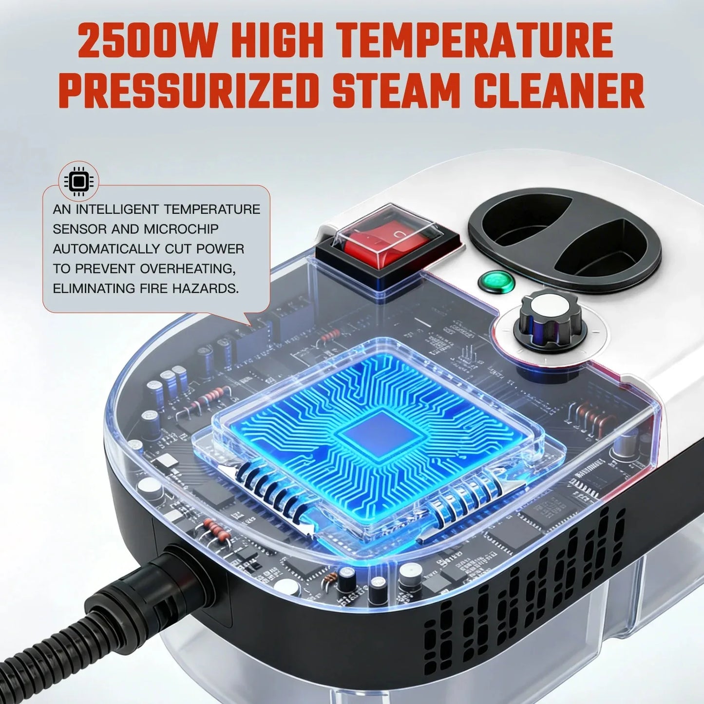 2500W Handheld Steam Cleaner — Chemical-Free Power Cleaner for Tile, Grout, Kitchen & Car