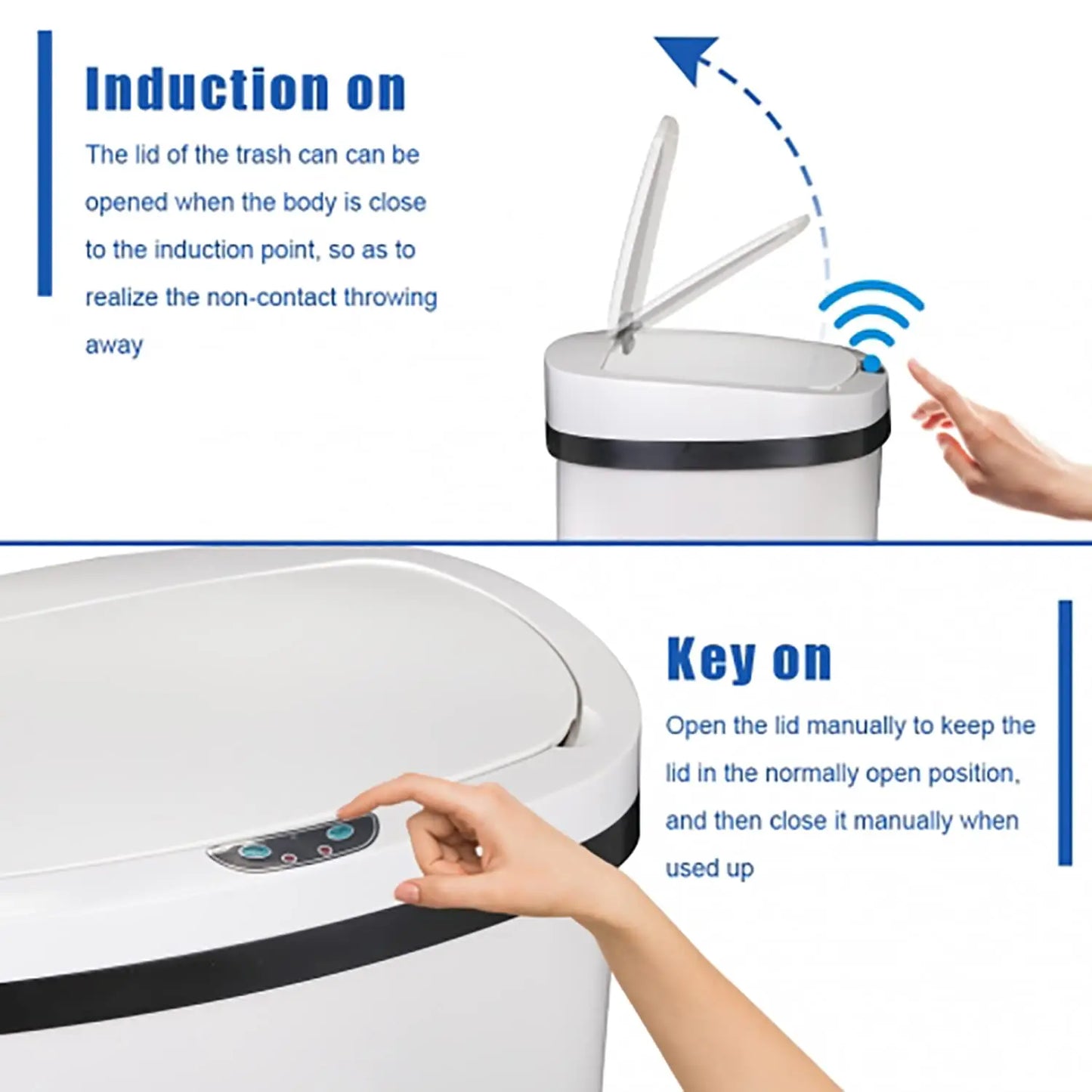 13 Gallon (50L) Trash Can Stainless Steel Motion Sensor Kitchen Garbage Can with Lid Fingerprint Proof Touch Free, Customized