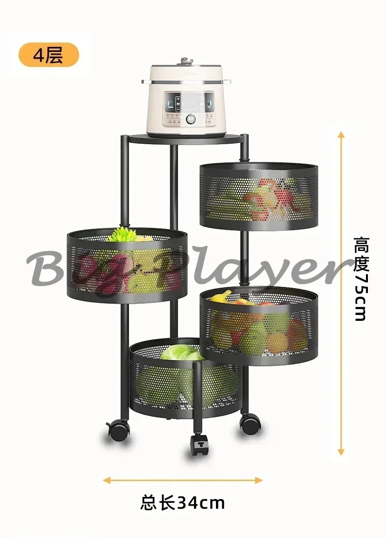 Rolling Kitchen Storage Cart with Wheels — Multi-Tier Organizer for Kitchen, Bathroom & Office