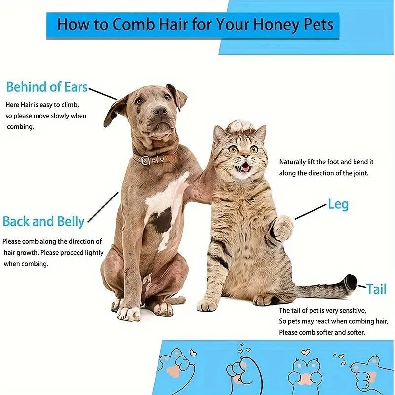 Self-Cleaning Pet Grooming Brush — Dog & Cat Slicker Comb with Gentle Round Tips