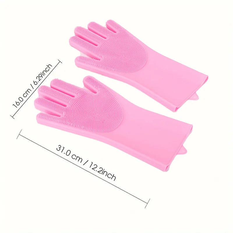 Reusable Silicone Scrubbing Gloves — Dishwashing & Household Cleaning Gloves