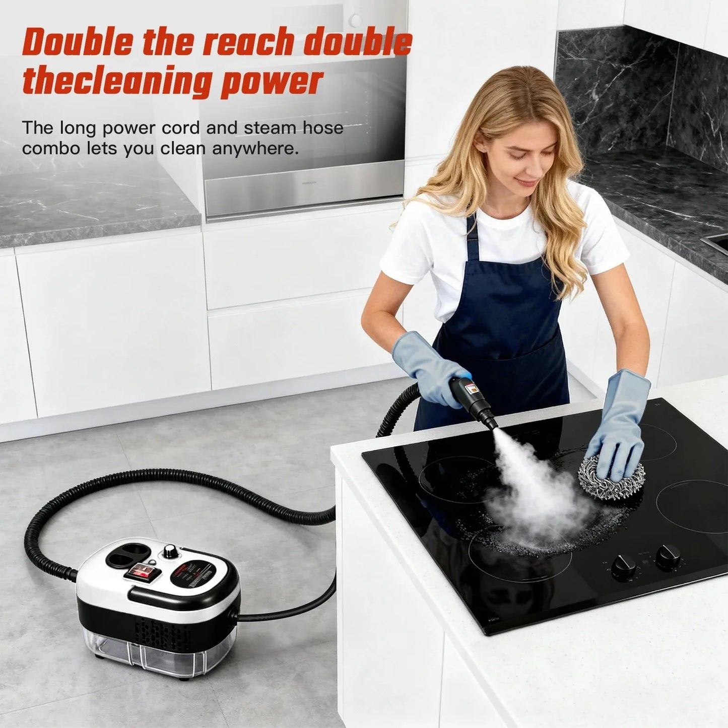 2500W Handheld Steam Cleaner — Chemical-Free Power Cleaner for Tile, Grout, Kitchen & Car