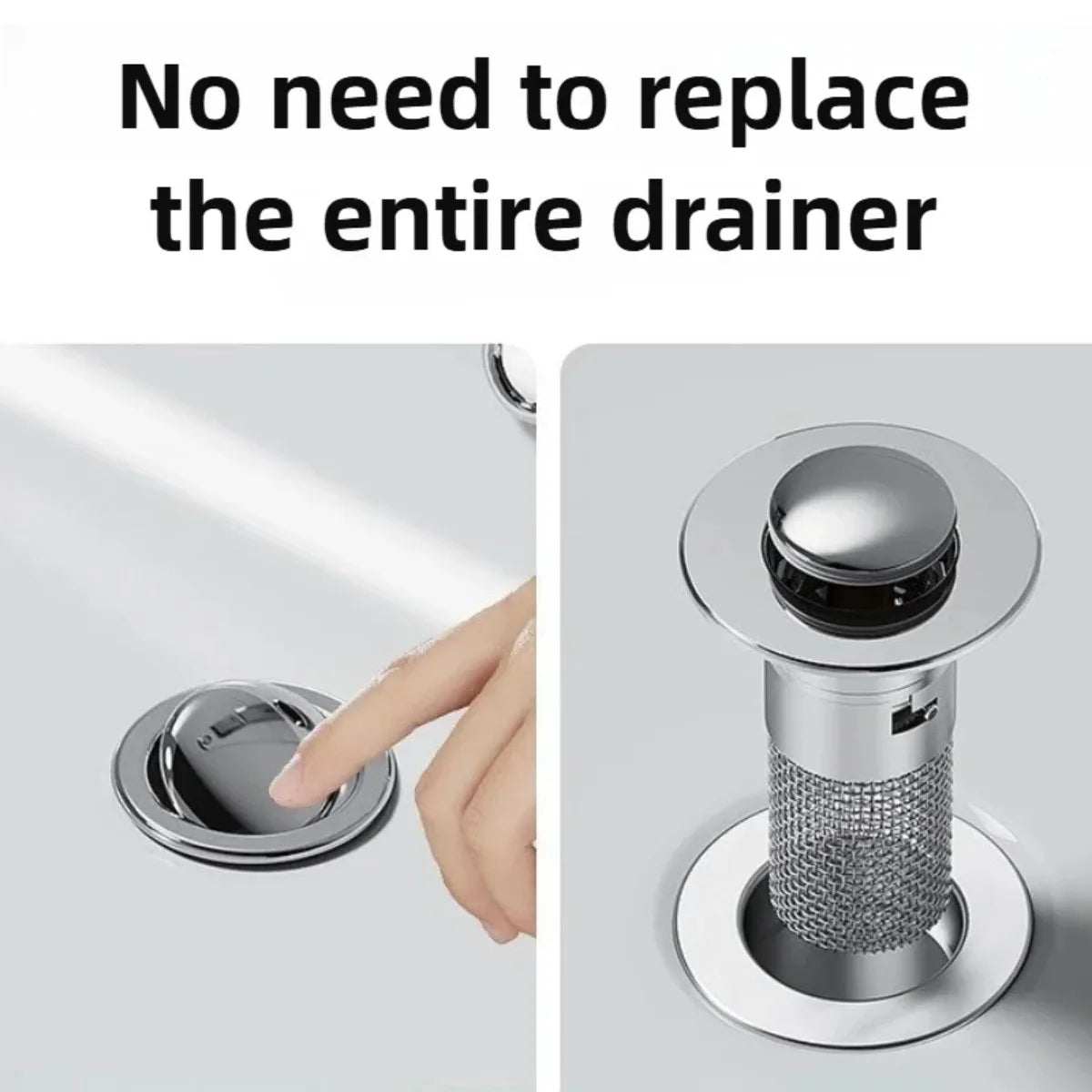 Easy-Clean Sink Drain Cover — Stainless Steel Strainer with Leak-Proof Silicone Seal