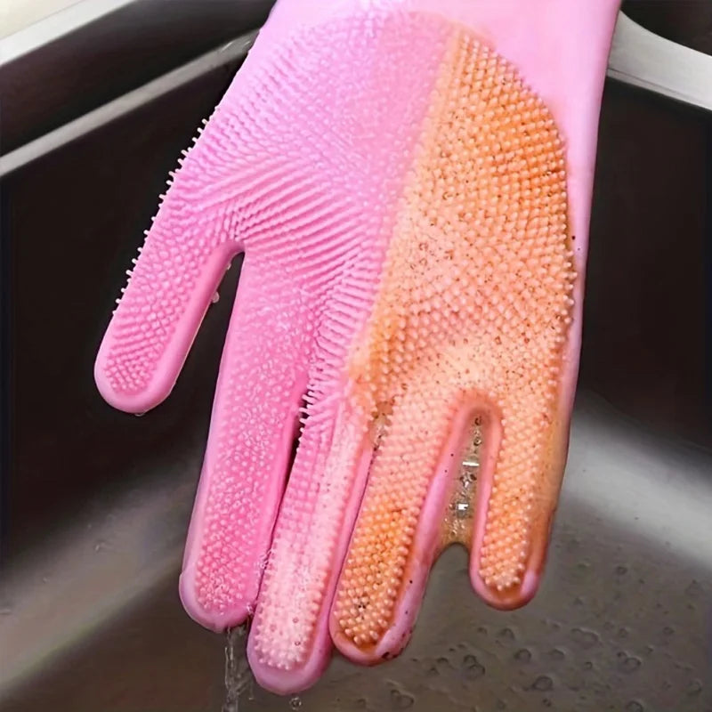 Reusable Silicone Scrubbing Gloves — Dishwashing & Household Cleaning Gloves