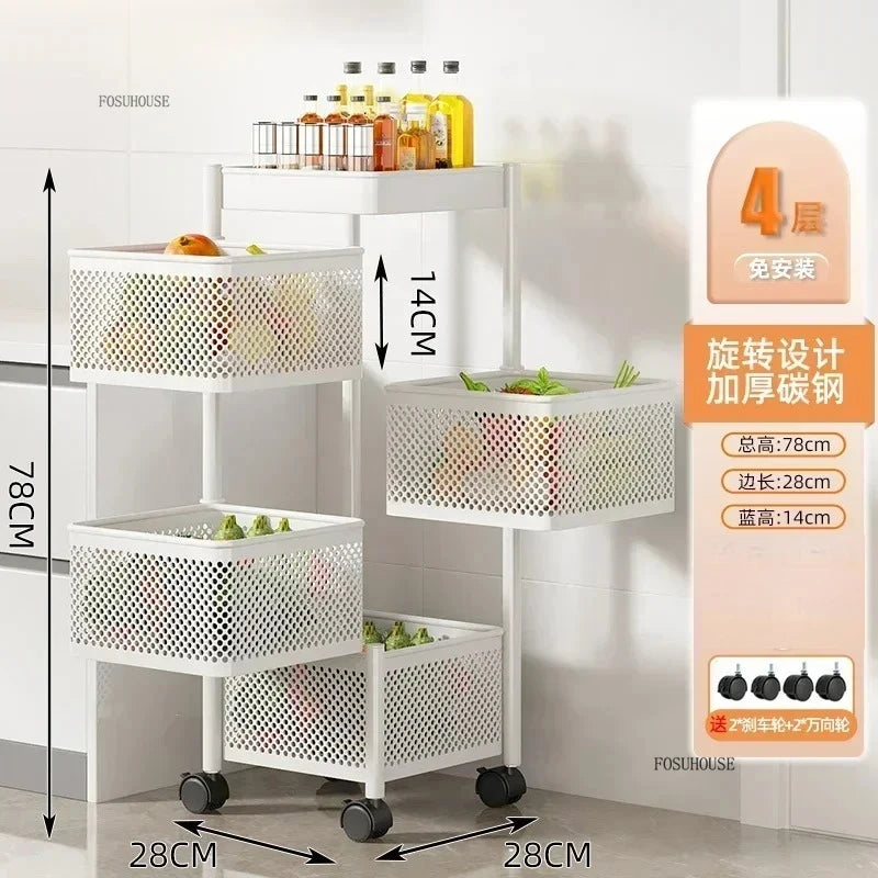 Rolling Kitchen Storage Cart with Wheels — Multi-Tier Organizer for Kitchen, Bathroom & Office