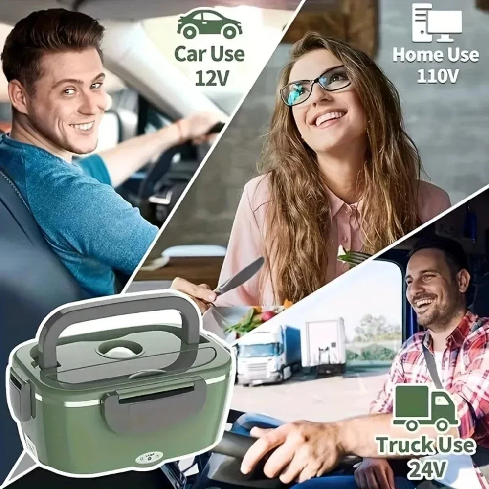 Electric Heated Lunch Box — 1.5L Portable 60W Food Warmer for Car & Office
