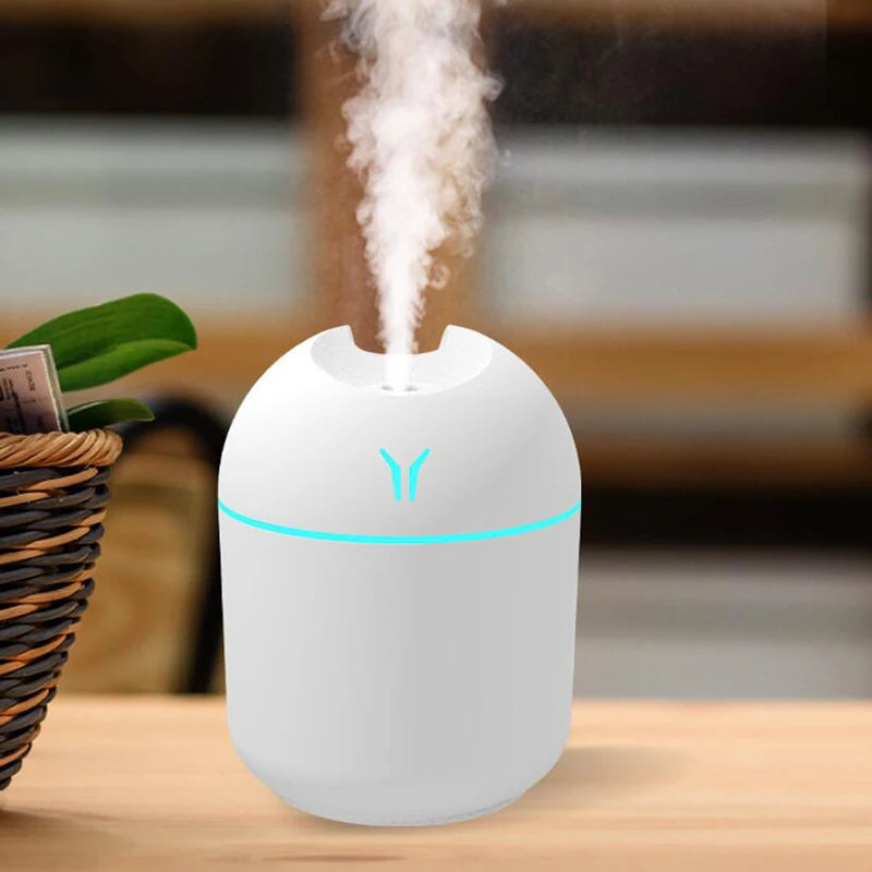 USB Mini Humidifier & Aroma Diffuser — 250ml Ultrasonic Mist Maker with Color-Changing LED Light
