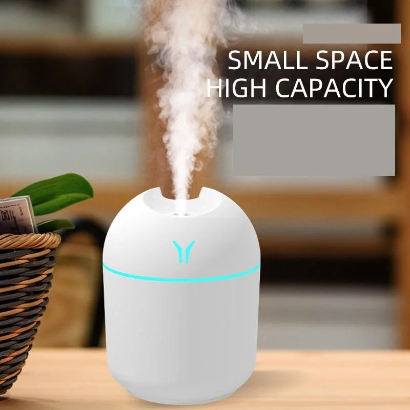 USB Mini Humidifier & Aroma Diffuser — 250ml Ultrasonic Mist Maker with Color-Changing LED Light