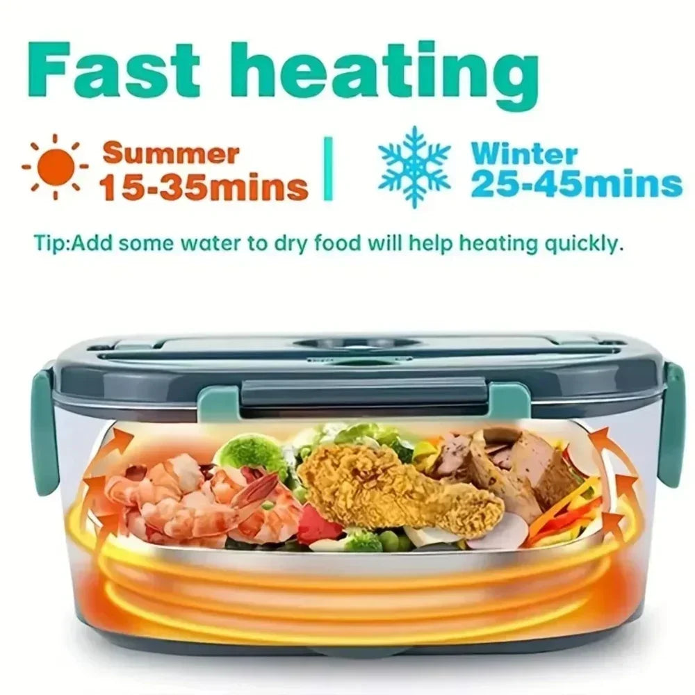 Electric Heated Lunch Box — 1.5L Portable 60W Food Warmer for Car & Office