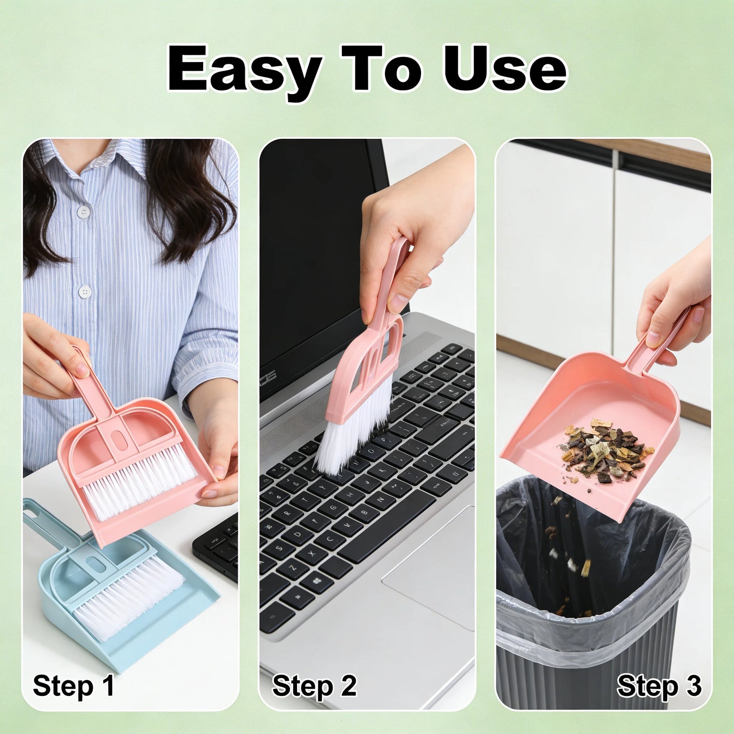 Mini Desk Broom & Dustpan Set — Cute Handheld Brush for Keyboard, Crafts & Tabletop Cleaning
