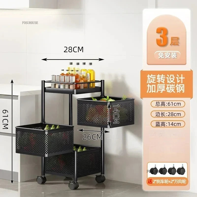 Rolling Kitchen Storage Cart with Wheels — Multi-Tier Organizer for Kitchen, Bathroom & Office