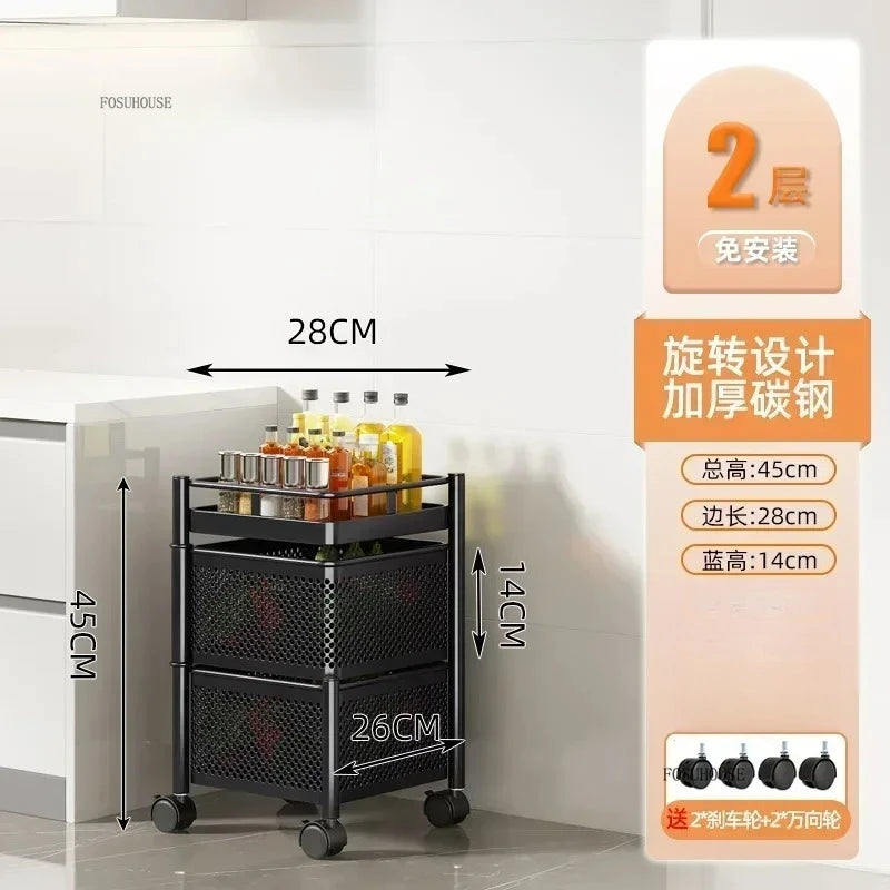 Rolling Kitchen Storage Cart with Wheels — Multi-Tier Organizer for Kitchen, Bathroom & Office