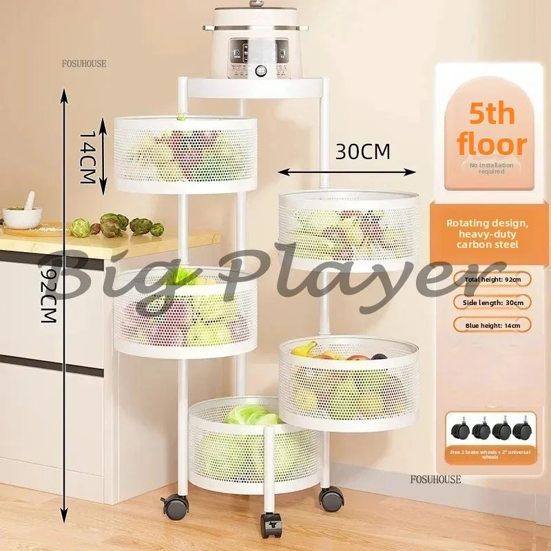 Rolling Kitchen Storage Cart with Wheels — Multi-Tier Organizer for Kitchen, Bathroom & Office