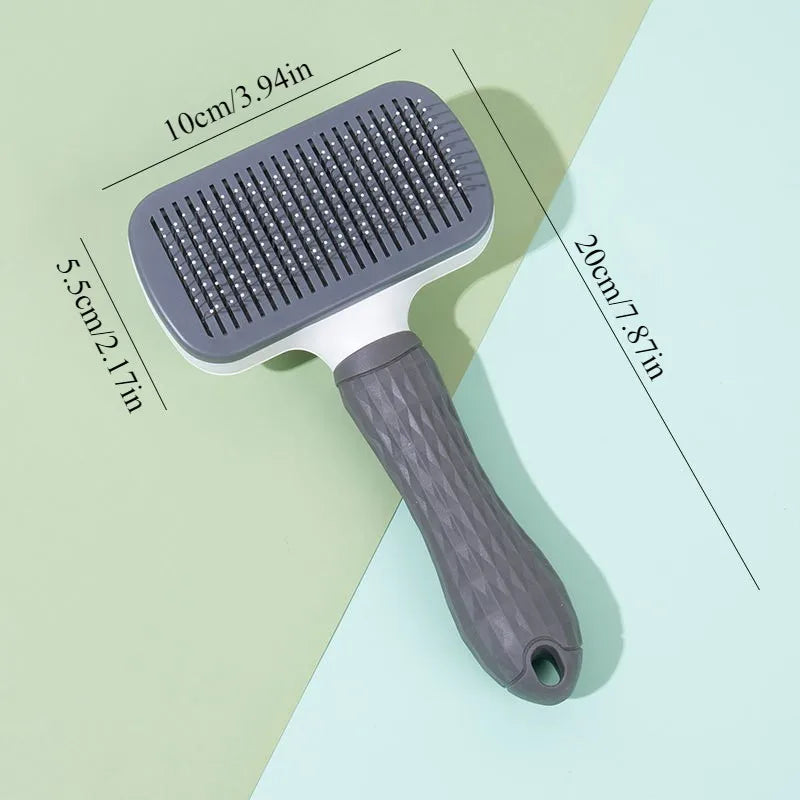 Self-Cleaning Pet Grooming Brush — Dog & Cat Slicker Comb with Gentle Round Tips