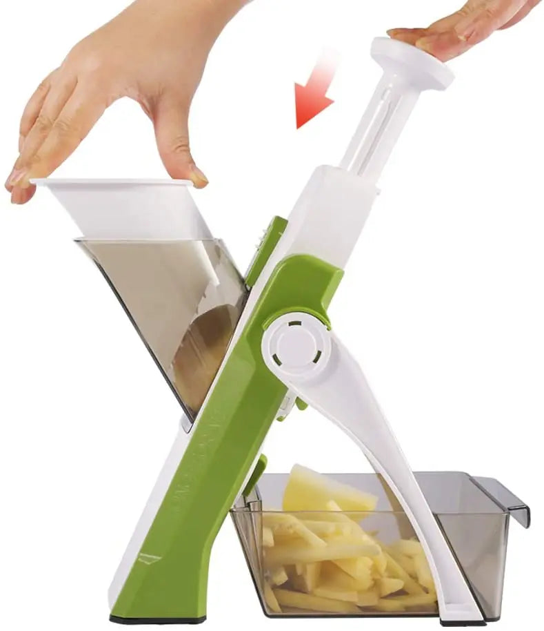 Multifunction Adjustable Mandoline Slicer — Vegetable & Fruit Shredder with Safety Guard