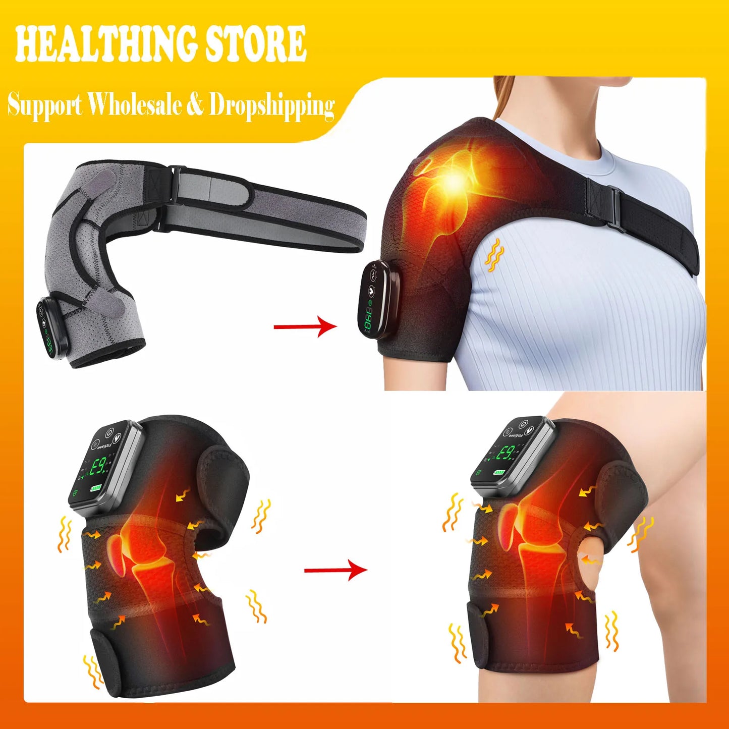 3-in-1 Heated Knee & Shoulder Massager Wrap — Vibration + Heat for Joint Pain Relief