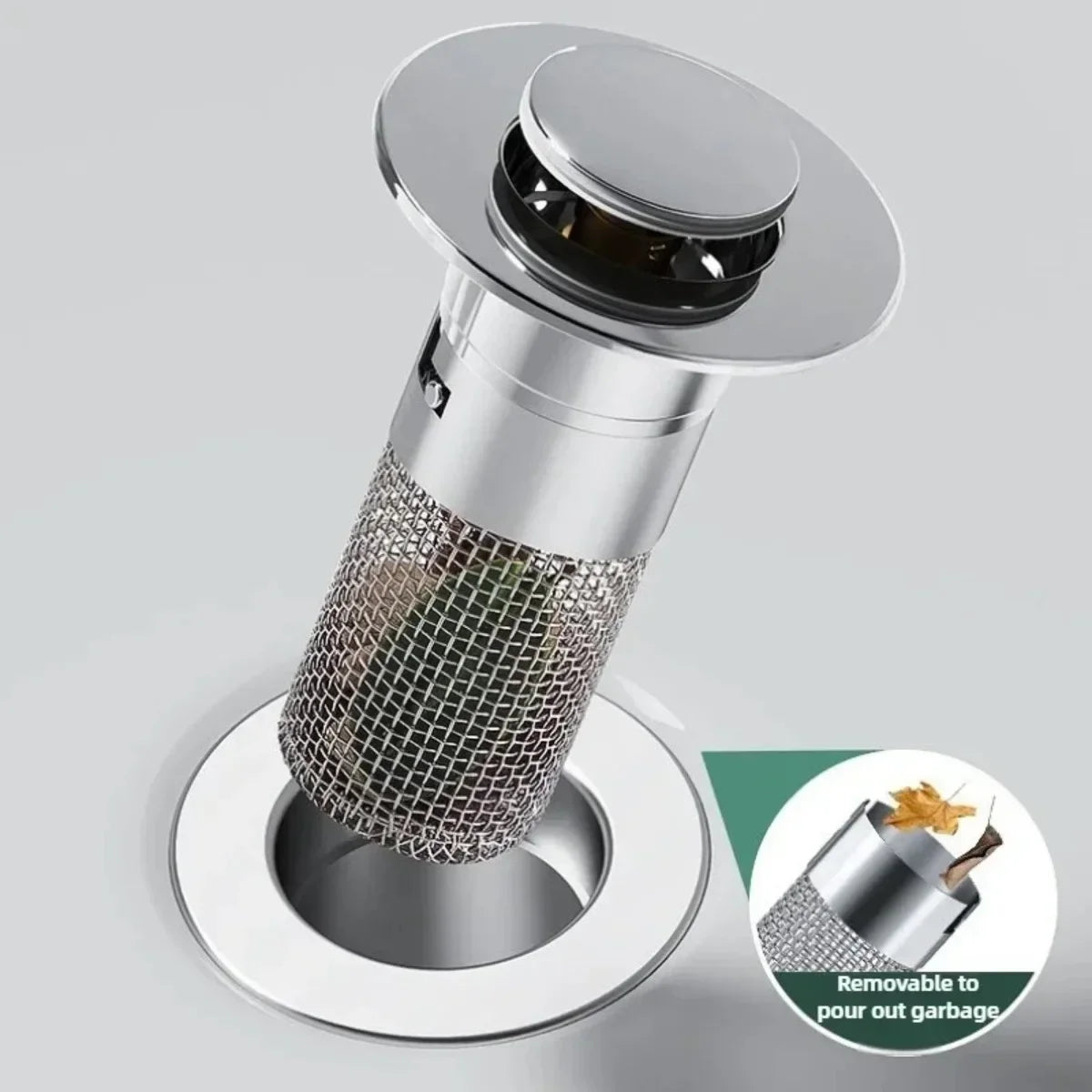 Easy-Clean Sink Drain Cover — Stainless Steel Strainer with Leak-Proof Silicone Seal