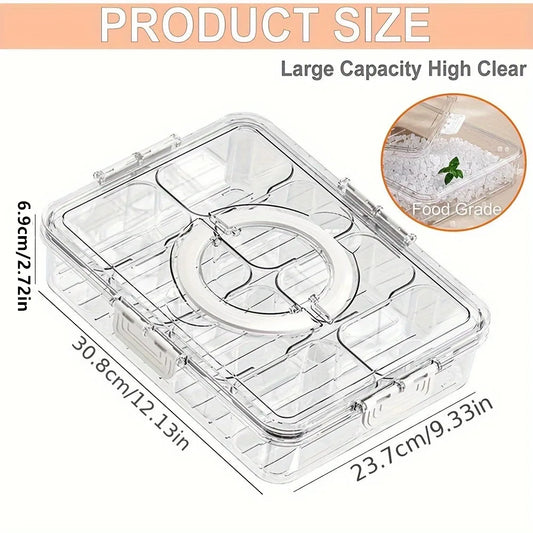 Divided Snack Serving Tray with Lid & Handle — Portable Veggie & Fruit Platter - Ontimebazaar