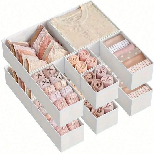 Foldable Underwear & Sock Drawer Organizer Box Set — Closet Storage Bins for Bras