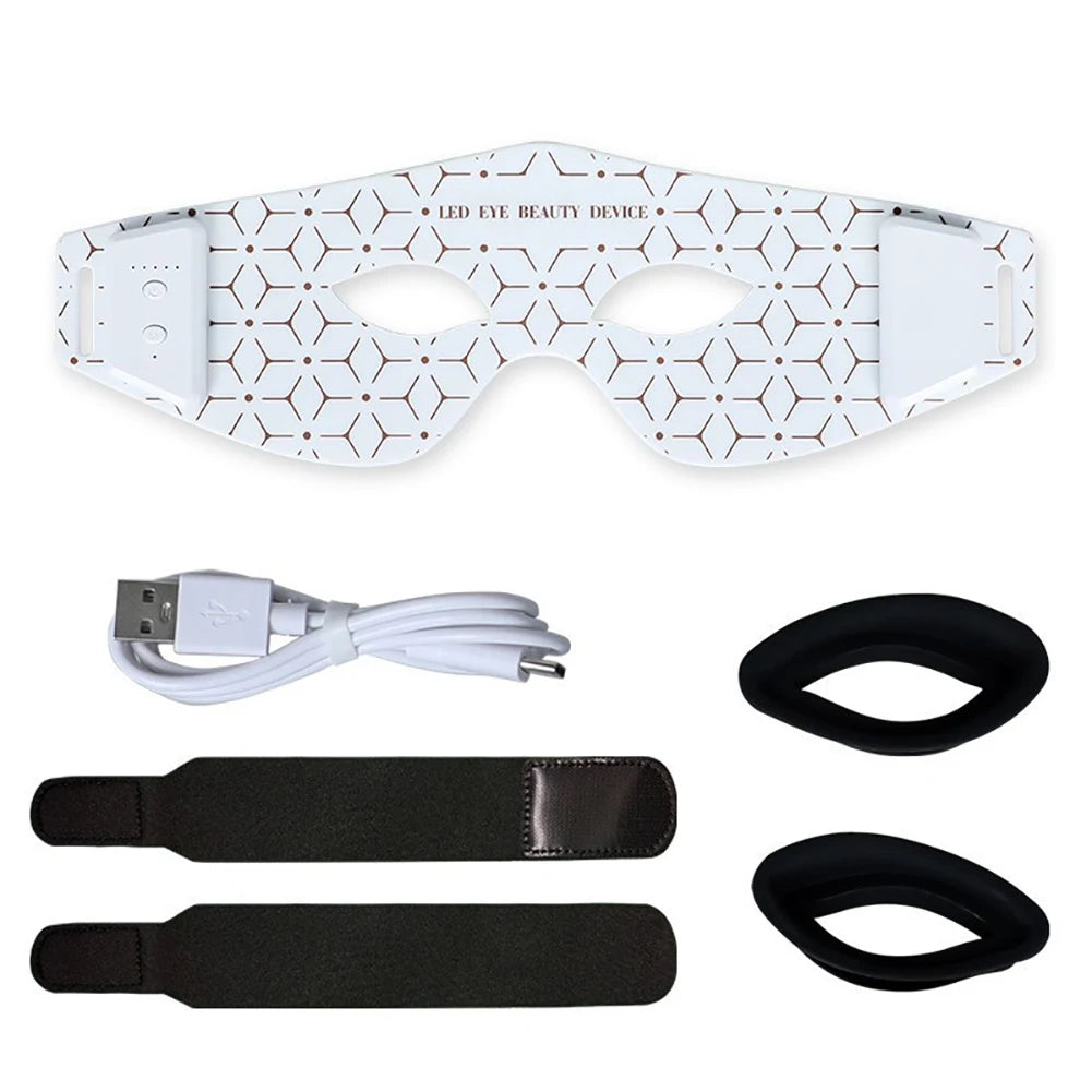 Red Light Eye Mask 630NM 850NM LED Eye Red Light Therapy Eye Mask with 5Modes Massager for Relieve Eye Bag Dark Circle Puffiness
