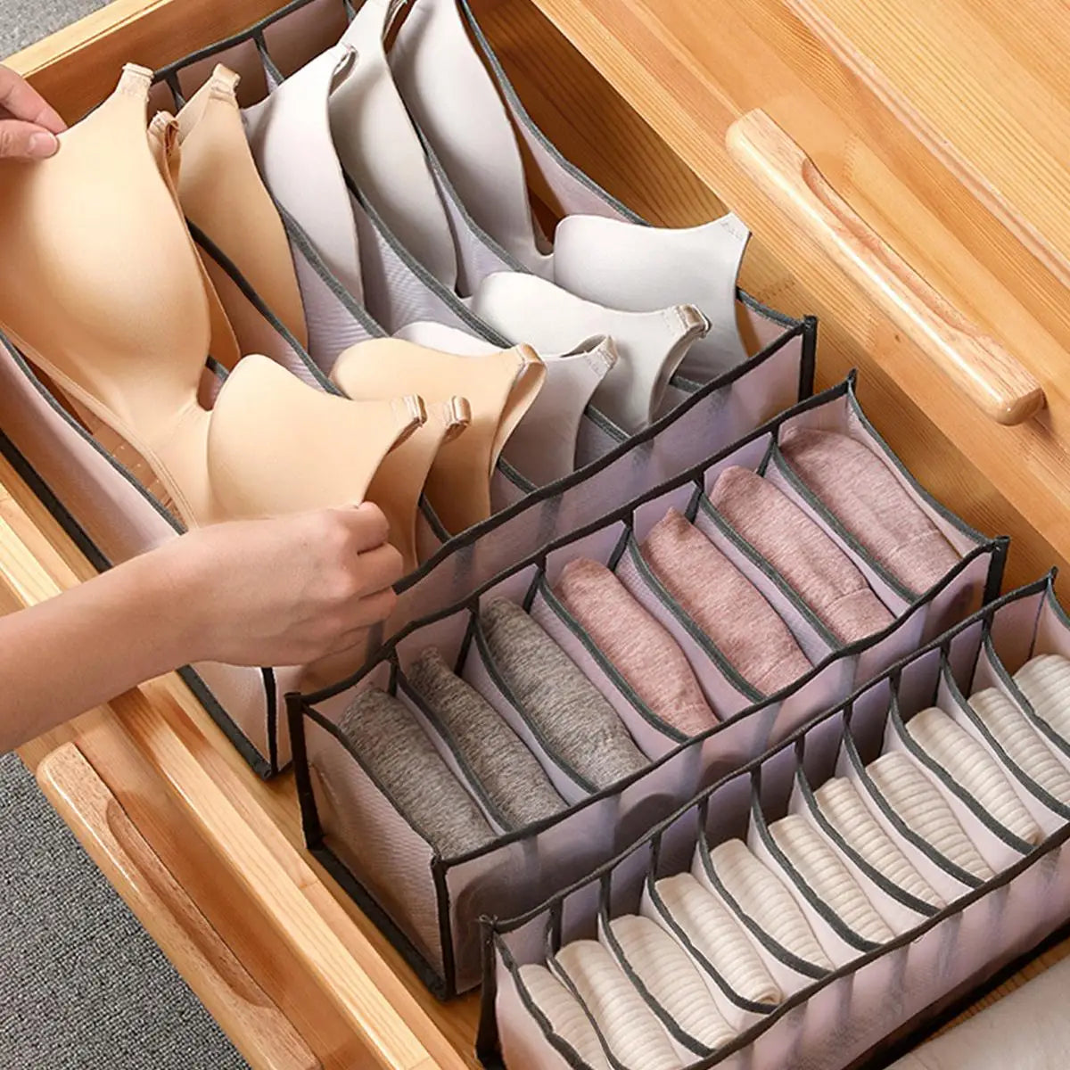 Foldable Drawer Divider Organizer — Closet Sock, Underwear & Bra Storage Bins
