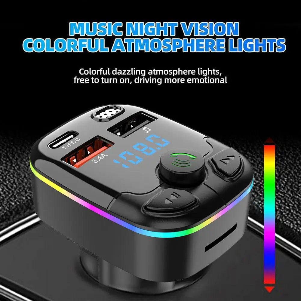 Bluetooth 5.0 Car FM Transmitter with USB & Type-C