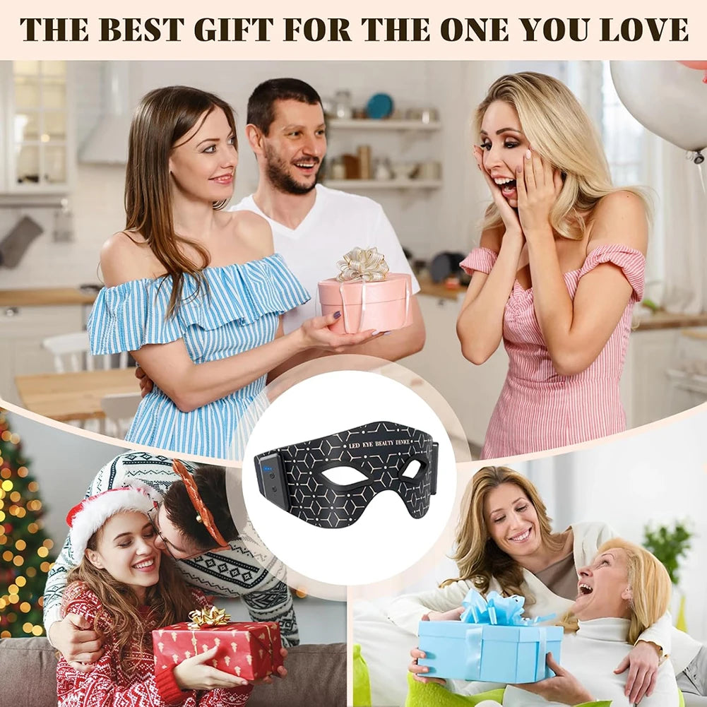 Red Light Eye Mask 630NM 850NM LED Eye Red Light Therapy Eye Mask with 5Modes Massager for Relieve Eye Bag Dark Circle Puffiness