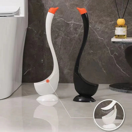 Swan Shaped Toilet Brush Set with Holder Long Handle Bathroom - Ontimebazaar