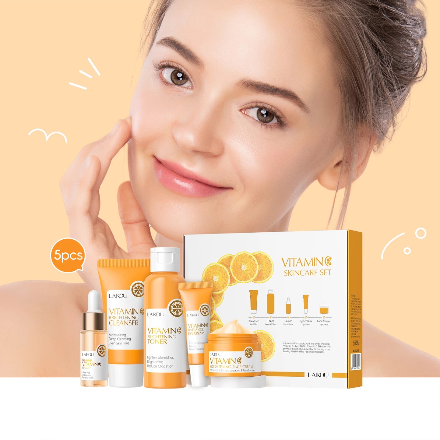 LAIKOU Vitamin C Brightening Skincare Set — 5-Piece Kit