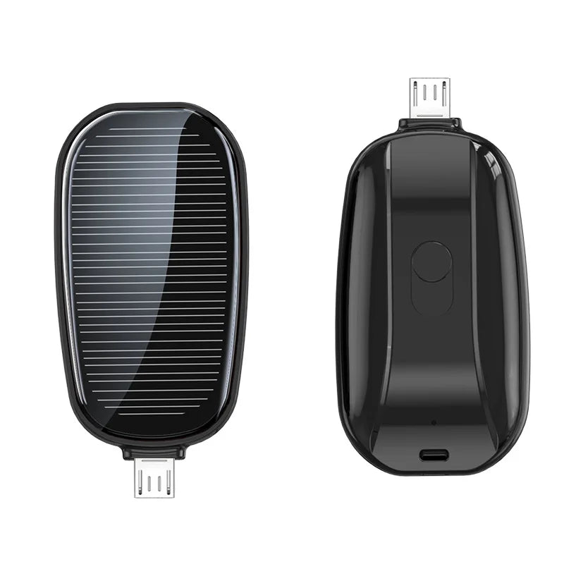 Solar Keychain Power Bank — 1200mAh Mini Emergency Charger for iPhone & USB-C Devices