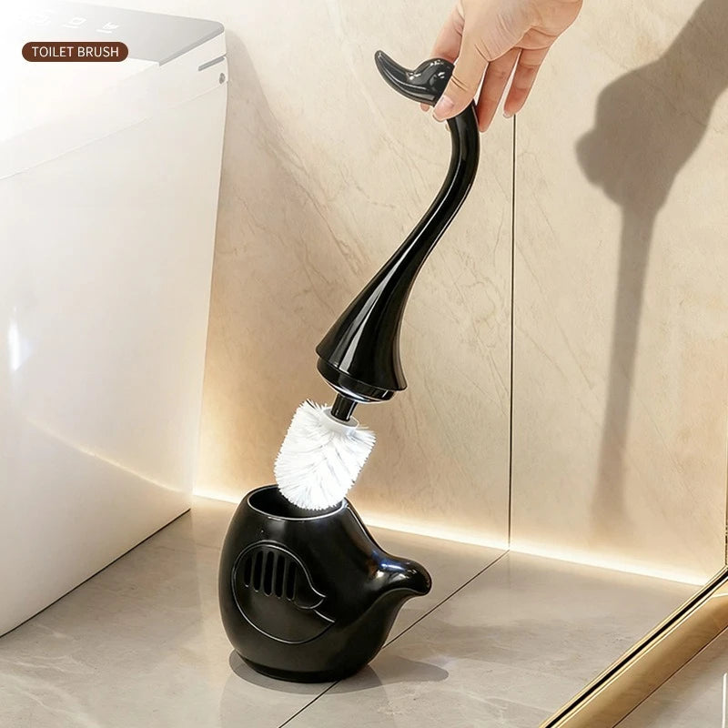 Creative Swan Toilet Brush Household Cleaning Toilet Base Long Handle Cleaning Brush Set Bathroom Decoration Supplies Gift