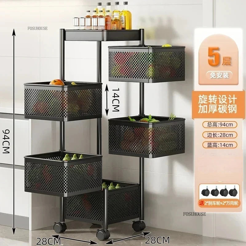 Rolling Kitchen Storage Cart with Wheels — Multi-Tier Organizer for Kitchen, Bathroom & Office