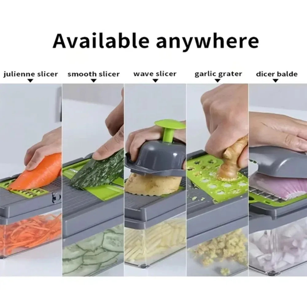 16-in-1 Vegetable Chopper & Slicer Set — with Container & Safety Guard