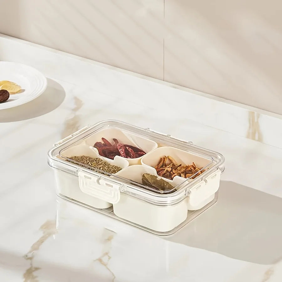 Rotating Divided Snack Serving Tray with Lid — Portable Snackle Box for Parties & Entertaining