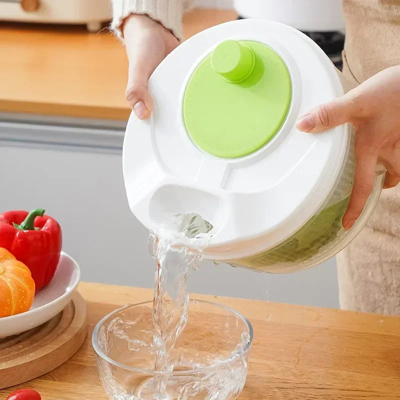 Salad Spinner & Lettuce Dryer — Quick-Crank Greens Washer with Storage Bowl