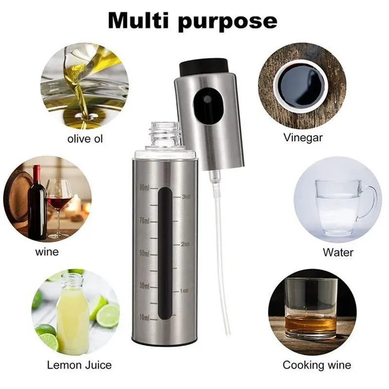 Stainless Steel Oil Mist Spray Bottle — Even Coating for BBQ, Air Fryer & Cooking