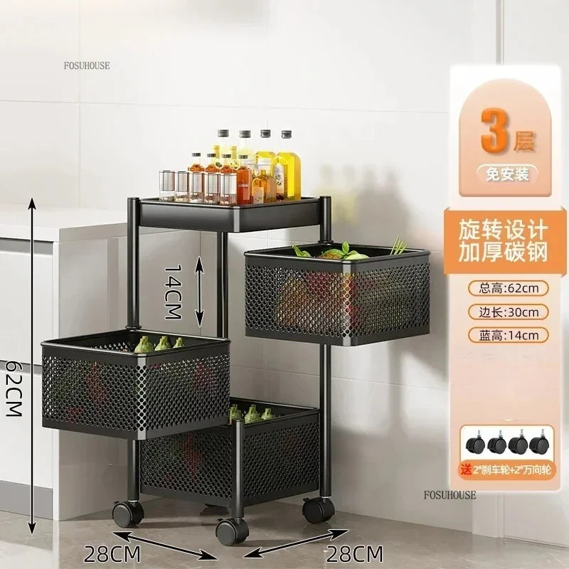 Rolling Kitchen Storage Cart with Wheels — Multi-Tier Organizer for Kitchen, Bathroom & Office