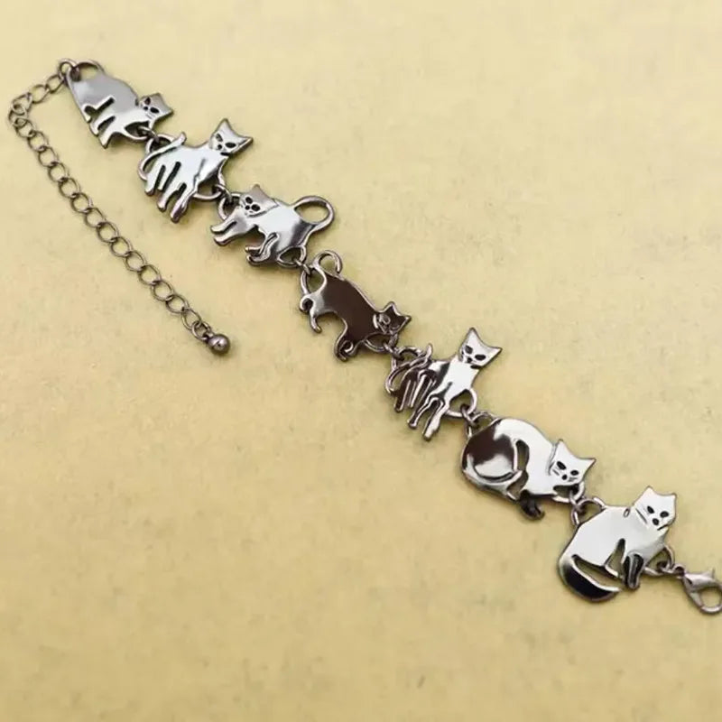 Cute Cat Charm Chain Link Bracelet