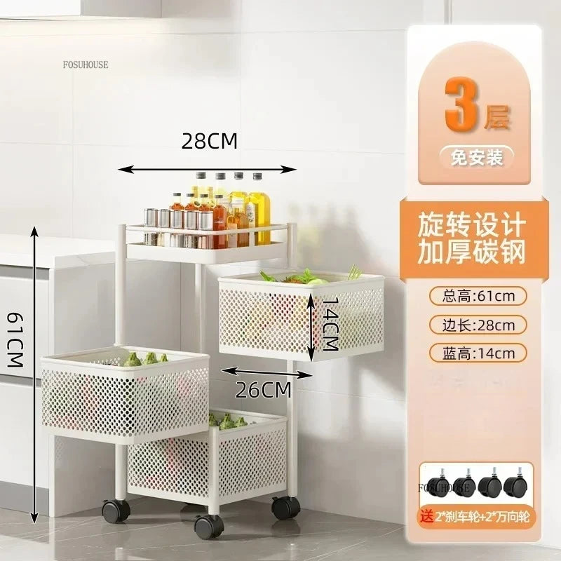 Rolling Kitchen Storage Cart with Wheels — Multi-Tier Organizer for Kitchen, Bathroom & Office