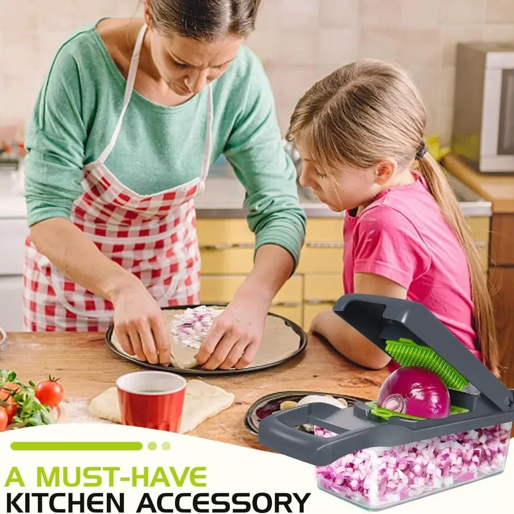 16-in-1 Vegetable Chopper & Slicer Set — with Container & Safety Guard