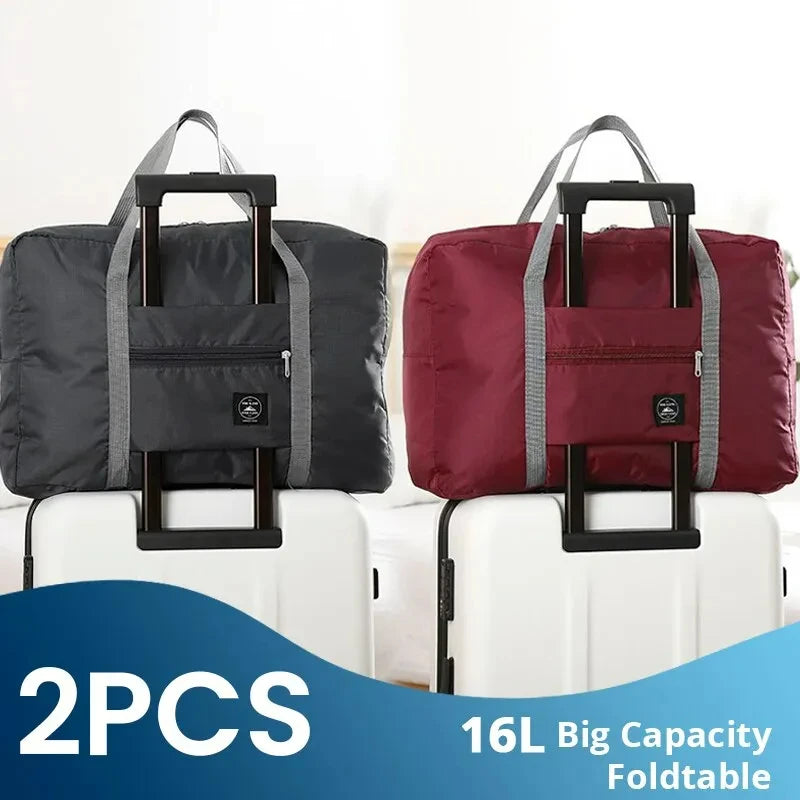 2-Pack Foldable Travel Duffel Bag — Carry On, Weekender & Gym Bag