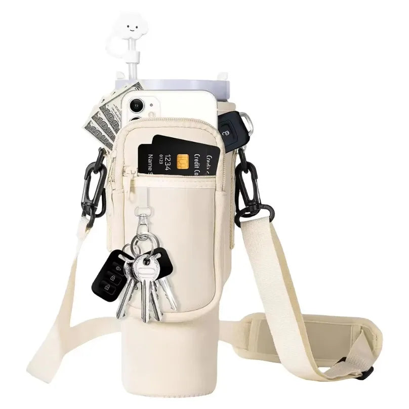 40oz Neoprene Water Bottle Carrier Bag with Adjustable Shoulder Strap Water Bottle Holder Pouch For Stanley Quencher Cup Sleeve