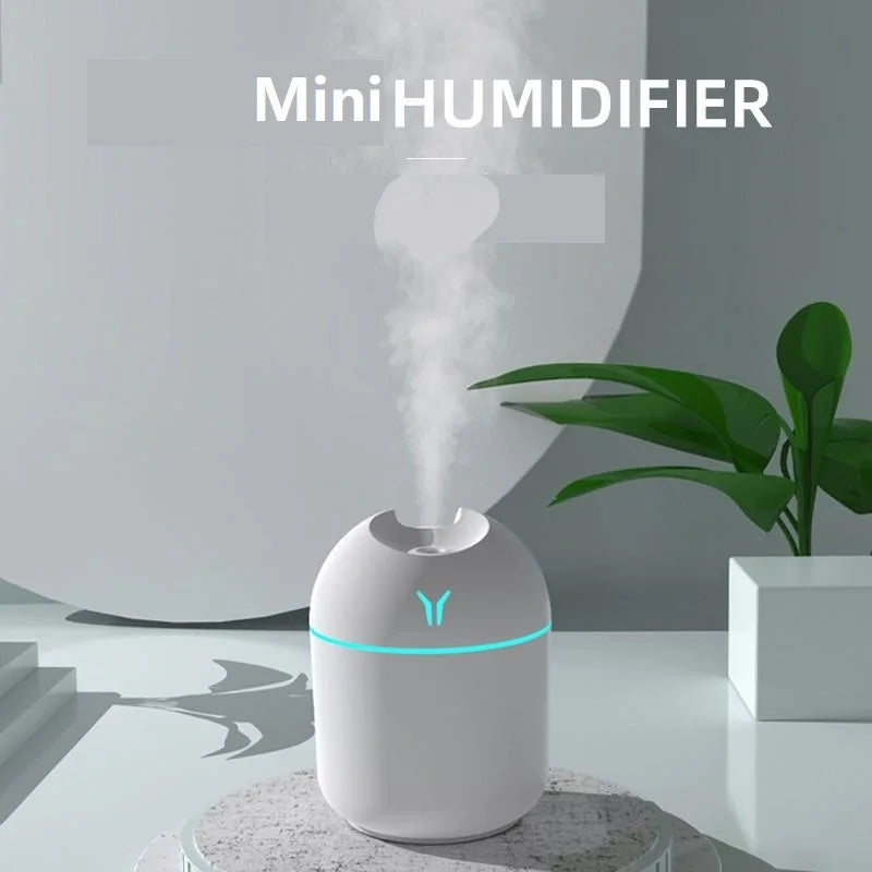 USB Mini Humidifier & Aroma Diffuser — 250ml Ultrasonic Mist Maker with Color-Changing LED Light
