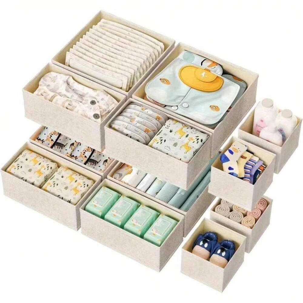 Foldable Underwear & Sock Drawer Organizer Box Set — Closet Storage Bins for Bras