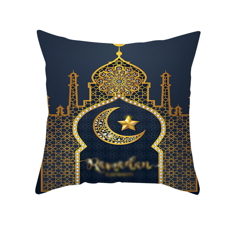 Home Fashion National Style Peach Skin Velvet Printed Cushion Cover