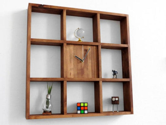 Creative Square Wooden Wall Clock Storage Box Clock